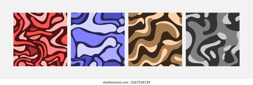 Collection of abstract background colorful waves seamless pattern vector design, design can be for t-shirts, wrapping paper, printing needs