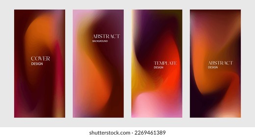 Collection of abstract background design template gradient dark red fiery color