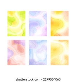 Collection of abstract background design templates. Blurred cover, card, banner in pastel colors vector illustration