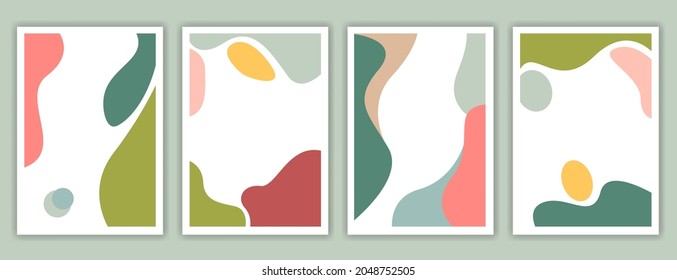 Colección de diseños abstractos de fondo, afiche minimalista, contenido promocional de medios sociales. Ilustración vectorial. moderno color pastel abstracto.