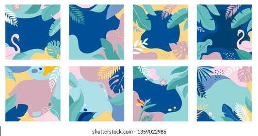 Collection of abstract background designs - summer sale, social media promotional content. Vector illustration