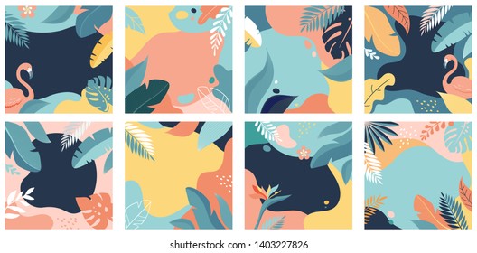 Collection of abstract background designs, summer sale, social media promotional content. Vector illustration