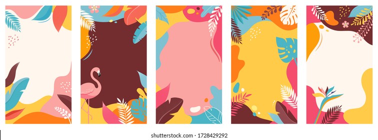 Collection of abstract background designs, summer sale, social media promotional content. Vector illustration