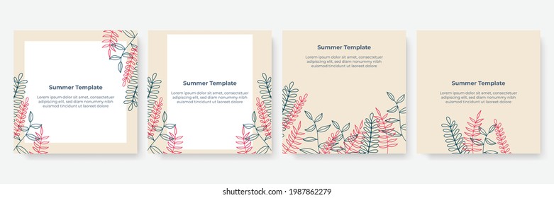 Collection of abstract background designs, summer sale banner, social media promotional content. Vector illustration organic background decoration. Can be adapt for Mother's Day, Happy Birthday card
