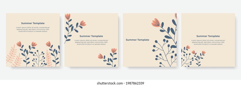 Collection of abstract background designs, summer sale banner, social media promotional content. Vector illustration organic background decoration. Can be adapt for Mother's Day, Happy Birthday card