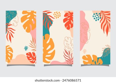 Collection of abstract background designs, summer sale, social media promotional content