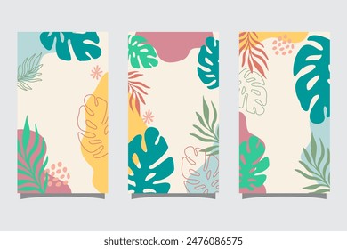 Collection of abstract background designs, summer sale, social media promotional content