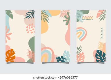 Collection of abstract background designs, summer sale, social media promotional content