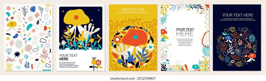 Coleção de desenhos de fundo abstratos, venda de verão, conteúdo promocional de mídias sociais. Ilustração vetorial
