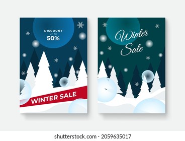 Collection of abstract background designs, winter sale, social media promotional content. Vector illustration