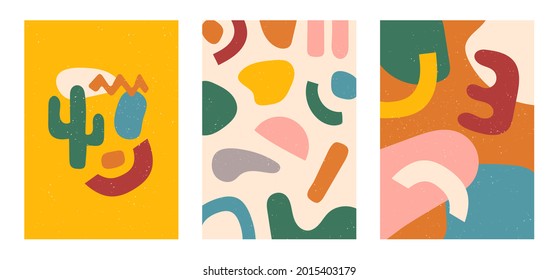 Collection abstract background. Hand drawing various shapes and doodle objects. Trendy modern contemporary vector illustration. Every background is isolated.