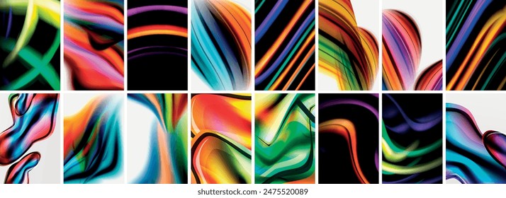 Collection of abstract background with waves, colorful shapes and 3d shadow effect. Vector Illustration For Wallpaper, Banner, Background, Card, Book Illustration, landing page