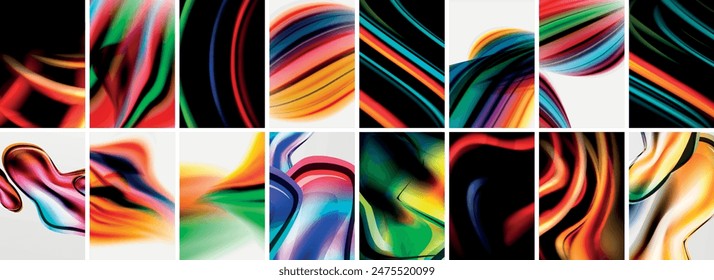 Collection of abstract background with waves, colorful shapes and 3d shadow effect. Vector Illustration For Wallpaper, Banner, Background, Card, Book Illustration, landing page