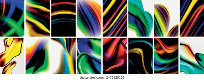 Collection of abstract background with waves, colorful shapes and 3d shadow effect. Vector Illustration For Wallpaper, Banner, Background, Card, Book Illustration, landing page