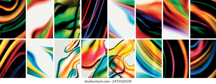 Collection of abstract background with waves, colorful shapes and 3d shadow effect. Vector Illustration For Wallpaper, Banner, Background, Card, Book Illustration, landing page