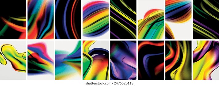 Collection of abstract background with waves, colorful shapes and 3d shadow effect. Vector Illustration For Wallpaper, Banner, Background, Card, Book Illustration, landing page