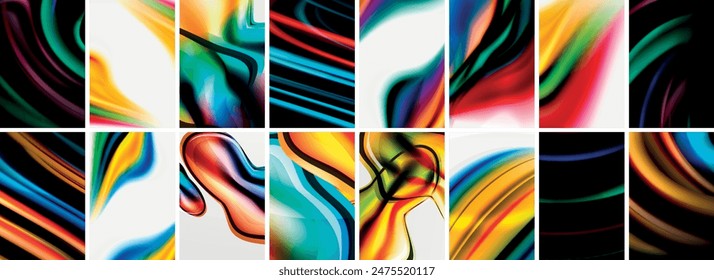 Collection of abstract background with waves, colorful shapes and 3d shadow effect. Vector Illustration For Wallpaper, Banner, Background, Card, Book Illustration, landing page