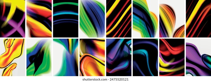 Collection of abstract background with waves, colorful shapes and 3d shadow effect. Vector Illustration For Wallpaper, Banner, Background, Card, Book Illustration, landing page