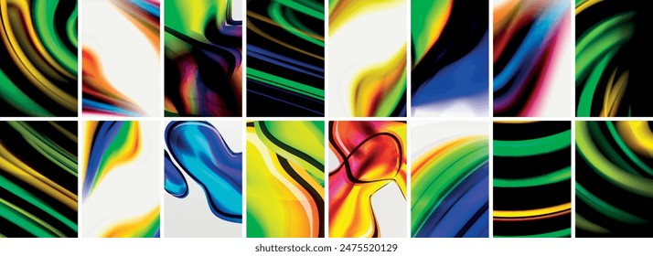 Colección de fondo abstracto con ondas, Formas coloridas y efecto de sombra 3d. Ilustración vectorial Para Fondo de pantalla, Anuncio, Fondo, Tarjeta, Ilustración de libro, página de destino