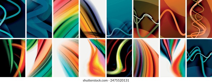 Collection of abstract background with waves, colorful shapes and 3d shadow effect. Vector Illustration For Wallpaper, Banner, Background, Card, Book Illustration, landing page