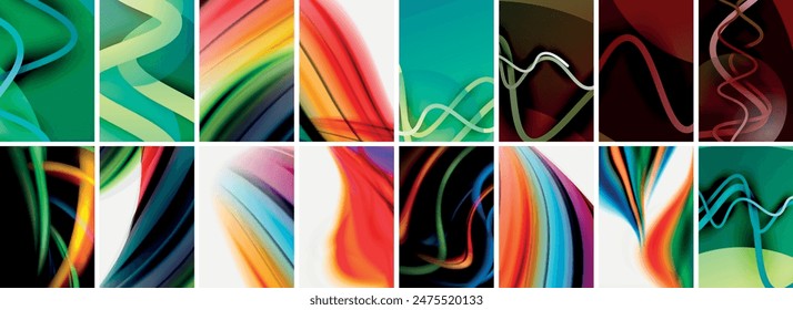 Collection of abstract background with waves, colorful shapes and 3d shadow effect. Vector Illustration For Wallpaper, Banner, Background, Card, Book Illustration, landing page