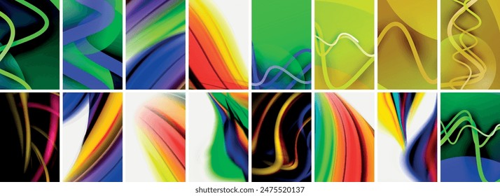 Collection of abstract background with waves, colorful shapes and 3d shadow effect. Vector Illustration For Wallpaper, Banner, Background, Card, Book Illustration, landing page