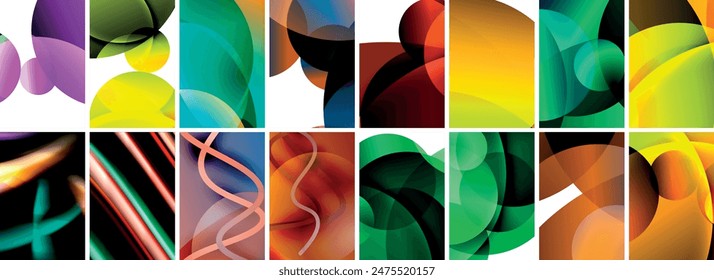 Collection of abstract background with waves, colorful shapes and 3d shadow effect. Vector Illustration For Wallpaper, Banner, Background, Card, Book Illustration, landing page