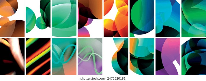 Collection of abstract background with waves, colorful shapes and 3d shadow effect. Vector Illustration For Wallpaper, Banner, Background, Card, Book Illustration, landing page