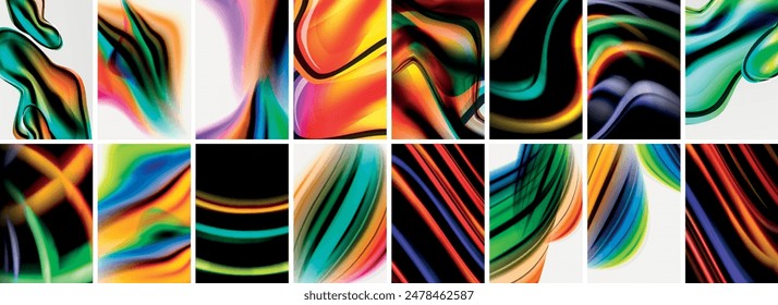 Collection of abstract background with waves, colorful shapes and 3d shadow effect. Vector Illustration For Wallpaper, Banner, Background, Card, Book Illustration, landing page