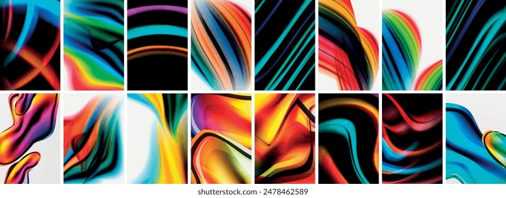 Collection of abstract background with waves, colorful shapes and 3d shadow effect. Vector Illustration For Wallpaper, Banner, Background, Card, Book Illustration, landing page
