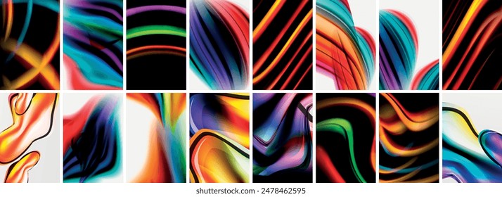 Collection of abstract background with waves, colorful shapes and 3d shadow effect. Vector Illustration For Wallpaper, Banner, Background, Card, Book Illustration, landing page