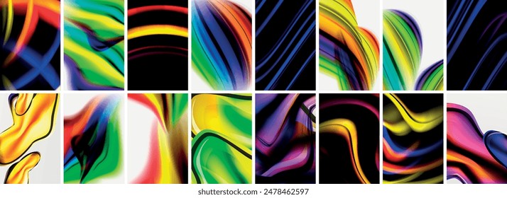 Collection of abstract background with waves, colorful shapes and 3d shadow effect. Vector Illustration For Wallpaper, Banner, Background, Card, Book Illustration, landing page