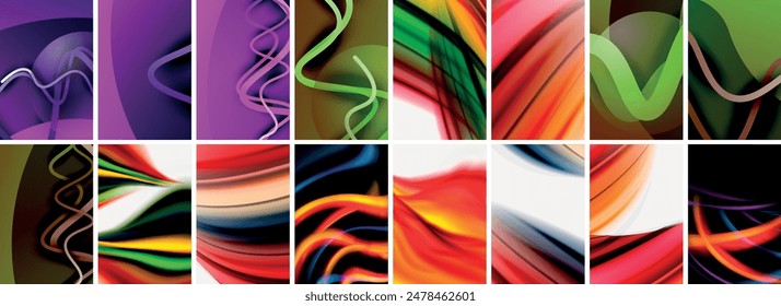 Collection of abstract background with waves, colorful shapes and 3d shadow effect. Vector Illustration For Wallpaper, Banner, Background, Card, Book Illustration, landing page