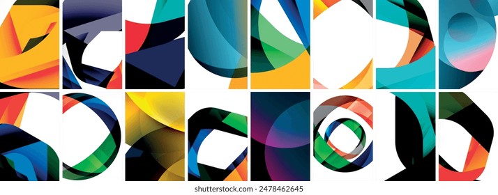 Collection of abstract background with waves, colorful shapes and 3d shadow effect. Vector Illustration For Wallpaper, Banner, Background, Card, Book Illustration, landing page