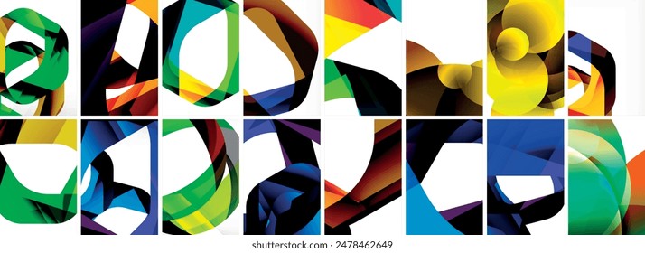 Collection of abstract background with waves, colorful shapes and 3d shadow effect. Vector Illustration For Wallpaper, Banner, Background, Card, Book Illustration, landing page