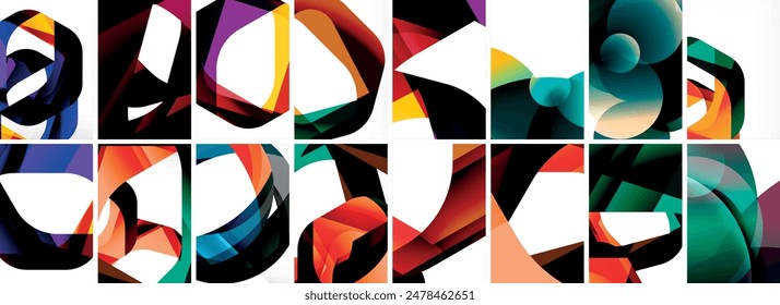 Collection of abstract background with waves, colorful shapes and 3d shadow effect. Vector Illustration For Wallpaper, Banner, Background, Card, Book Illustration, landing page