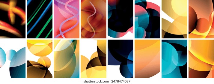 Colección de fondo abstracto con ondas, Formas coloridas y efecto de sombra 3d. Ilustración vectorial Para Fondo de pantalla, Anuncio, Fondo, Tarjeta, Ilustración de libro, página de destino