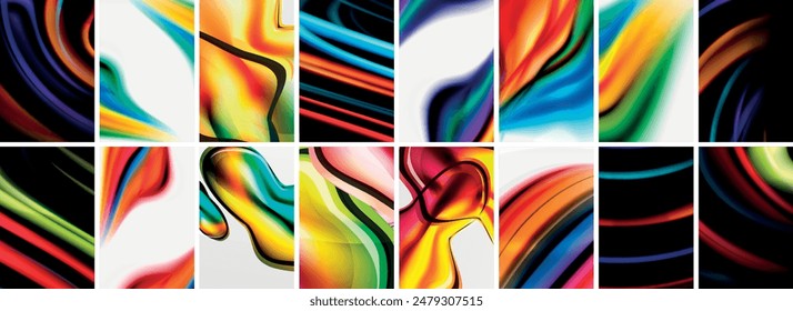 Collection of abstract background with waves, colorful shapes and 3d shadow effect. Vector Illustration For Wallpaper, Banner, Background, Card, Book Illustration, landing page