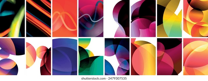 Collection of abstract background with waves, colorful shapes and 3d shadow effect. Vector Illustration For Wallpaper, Banner, Background, Card, Book Illustration, landing page
