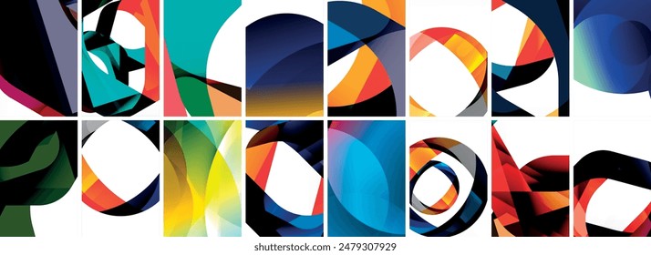 Colección de fondo abstracto con ondas, Formas coloridas y efecto de sombra 3d. Ilustración vectorial Para Fondo de pantalla, Anuncio, Fondo, Tarjeta, Ilustración de libro, página de destino
