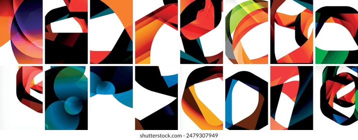 Collection of abstract background with waves, colorful shapes and 3d shadow effect. Vector Illustration For Wallpaper, Banner, Background, Card, Book Illustration, landing page