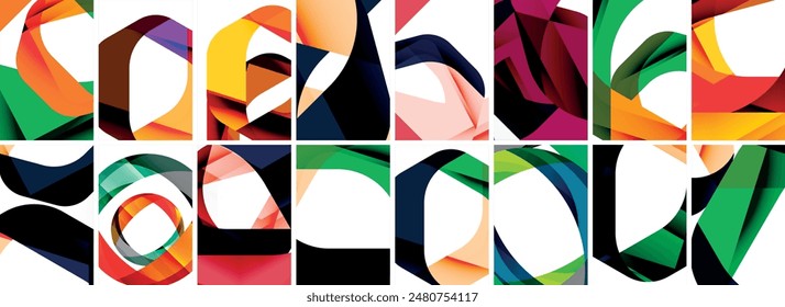 Colección de fondo abstracto con ondas, Formas coloridas y efecto de sombra 3d. Ilustración vectorial Para Fondo de pantalla, Anuncio, Fondo, Tarjeta, Ilustración de libro, página de destino