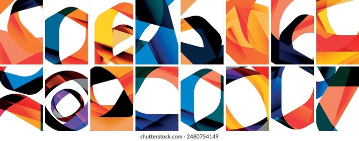 Colección de fondo abstracto con ondas, Formas coloridas y efecto de sombra 3d. Ilustración vectorial Para Fondo de pantalla, Anuncio, Fondo, Tarjeta, Ilustración de libro, página de destino