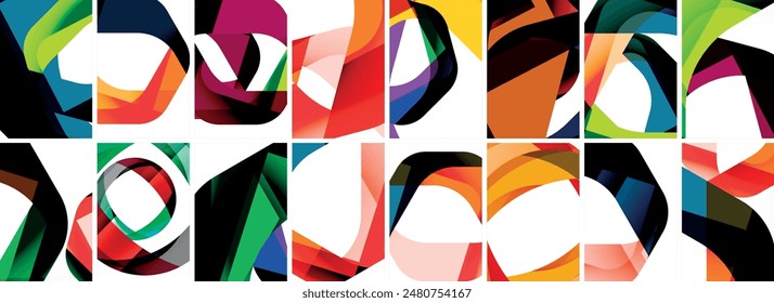 Collection of abstract background with waves, colorful shapes and 3d shadow effect. Vector Illustration For Wallpaper, Banner, Background, Card, Book Illustration, landing page