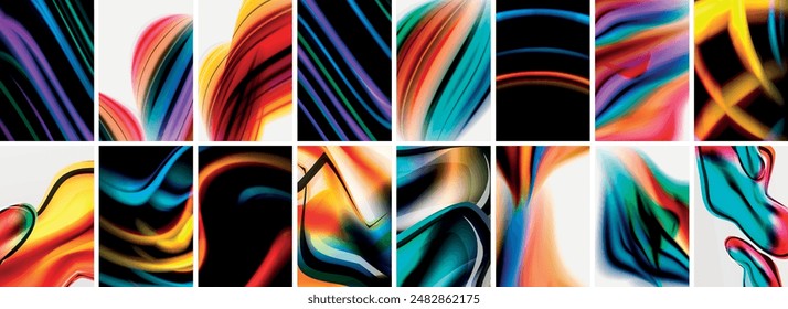 Colección de fondo abstracto con ondas, Formas coloridas y efecto de sombra 3d. Ilustración vectorial Para Fondo de pantalla, Anuncio, Fondo, Tarjeta, Ilustración de libro, página de destino