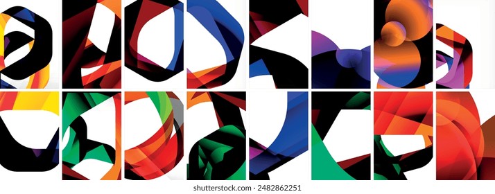 Collection of abstract background with waves, colorful shapes and 3d shadow effect. Vector Illustration For Wallpaper, Banner, Background, Card, Book Illustration, landing page