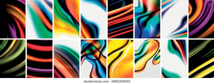 Colección de fondo abstracto con ondas, Formas coloridas y efecto de sombra 3d. Ilustración vectorial Para Fondo de pantalla, Anuncio, Fondo, Tarjeta, Ilustración de libro, página de destino