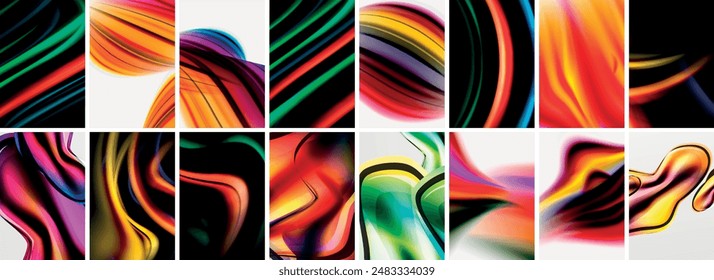 Collection of abstract background with waves, colorful shapes and 3d shadow effect. Vector Illustration For Wallpaper, Banner, Background, Card, Book Illustration, landing page