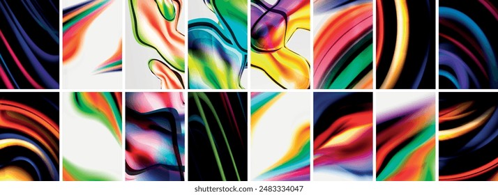 Collection of abstract background with waves, colorful shapes and 3d shadow effect. Vector Illustration For Wallpaper, Banner, Background, Card, Book Illustration, landing page