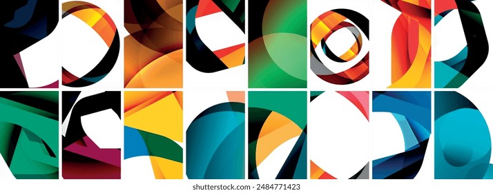 Collection of abstract background with waves, colorful shapes and 3d shadow effect. Vector Illustration For Wallpaper, Banner, Background, Card, Book Illustration, landing page